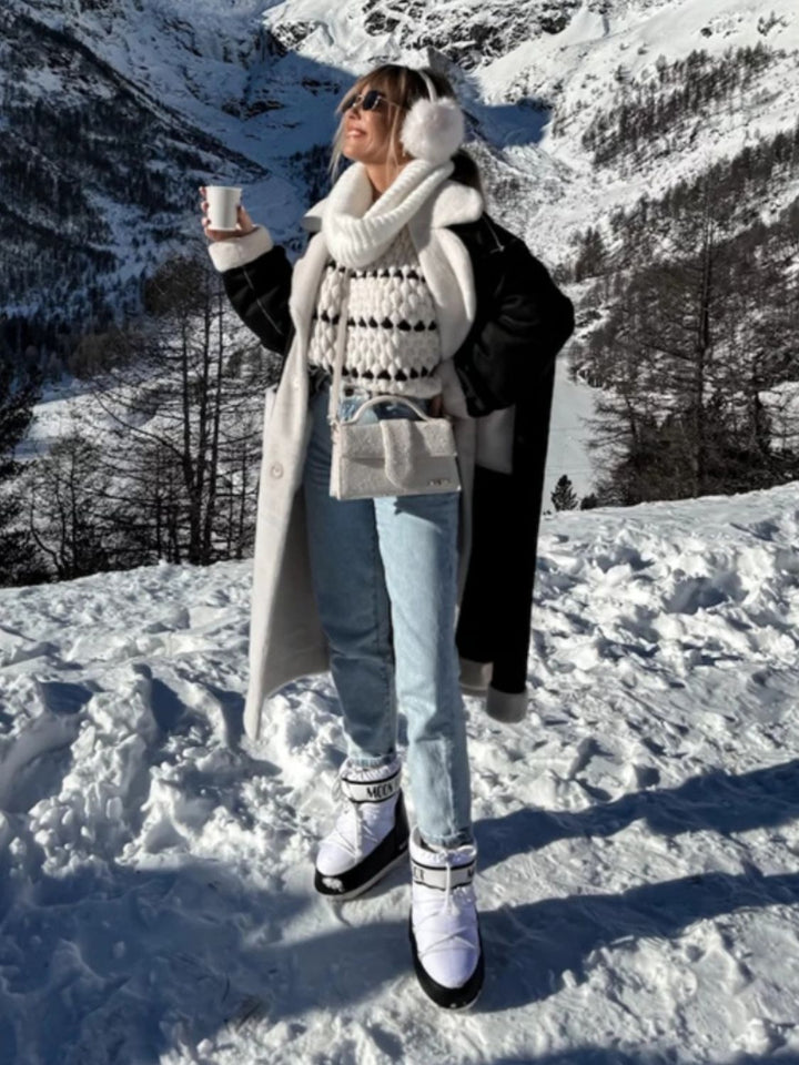 Contrast Round Neck Long Sleeve Sweater for Casual Style