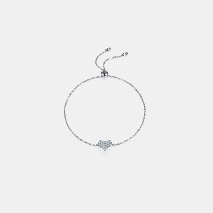 Moissanite 925 Sterling Silver Heart Bracelet for Elegance
