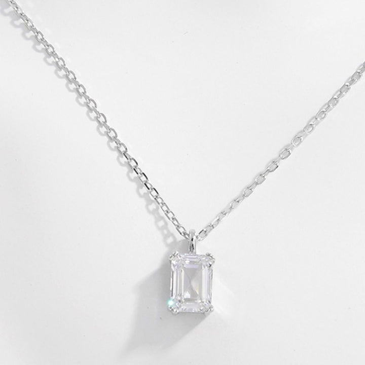 925 Sterling Silver Zircon Pendant Necklace for Elegant Style