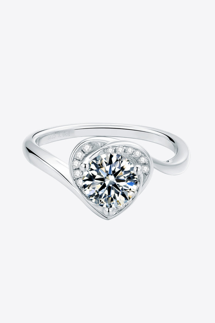 1 Carat Moissanite 925 Sterling Silver Heart Ring Gift