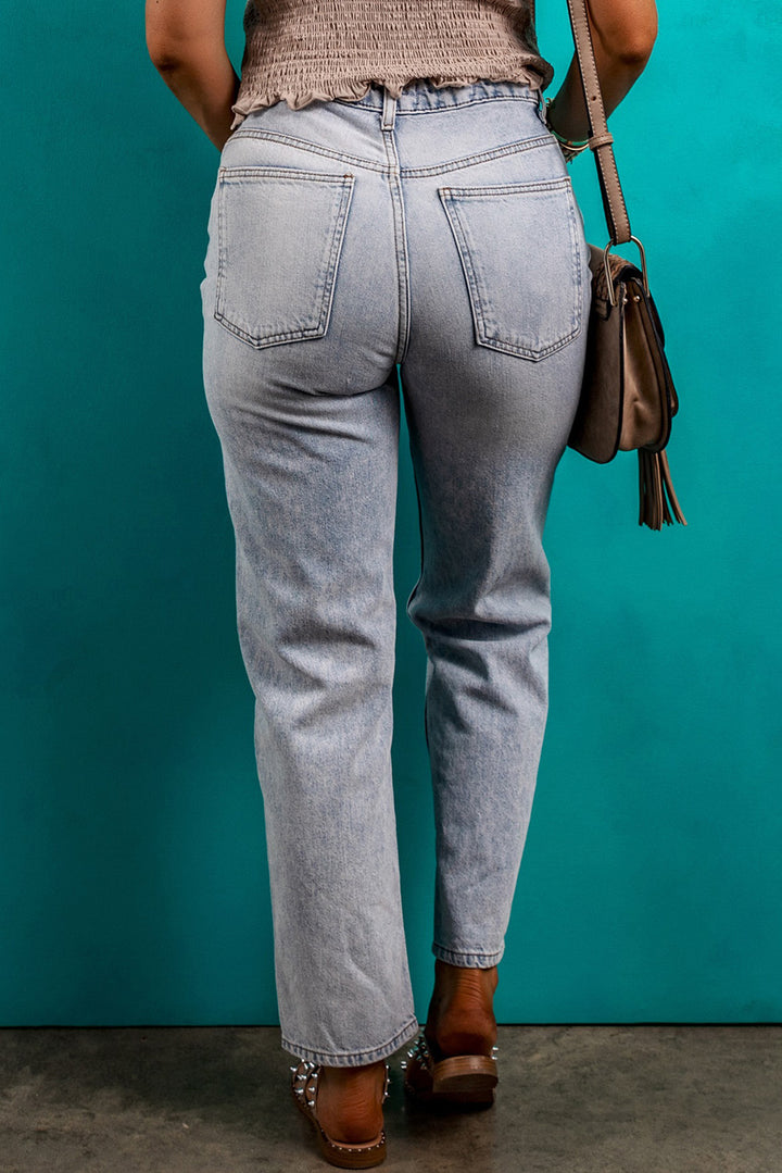 Chic Mid-Rise Denim Pants with Functional Pockets for Women