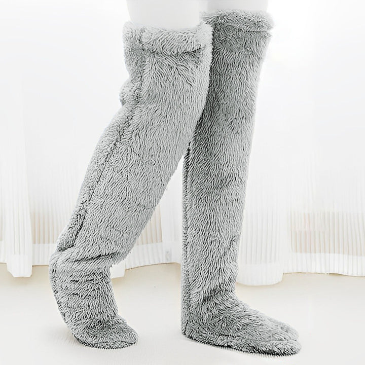 Cozy Fuzzy Over-Knee Plush Socks for Winter Warmth