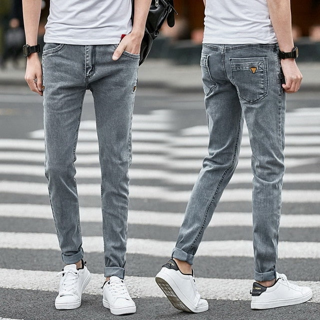 Men's Trendy Distressed Slim Fit Jeans for Spring Autumn