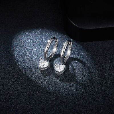 1 Carat Moissanite 925 Sterling Silver Heart Earrings Set