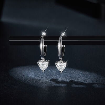1 Carat Moissanite 925 Sterling Silver Heart Earrings Set