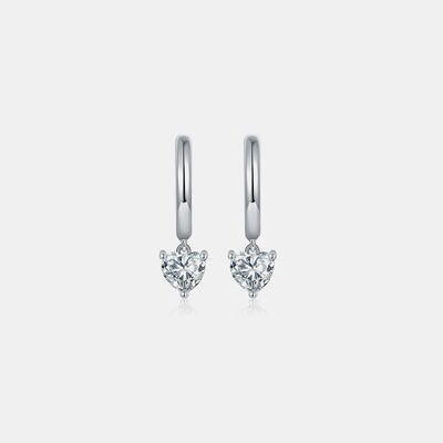 1 Carat Moissanite 925 Sterling Silver Heart Earrings Set