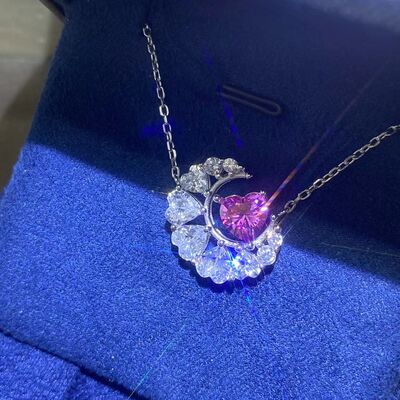 1 Carat Moissanite 925 Sterling Silver Heart Necklace Gift