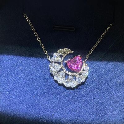 1 Carat Moissanite 925 Sterling Silver Heart Necklace Gift