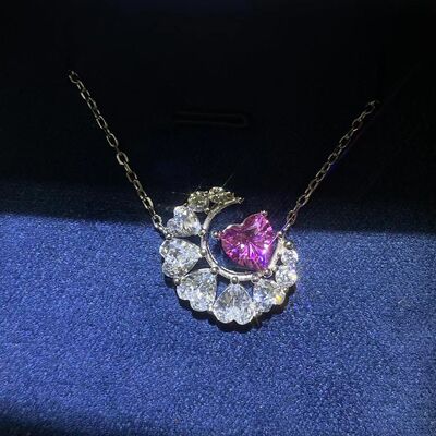 1 Carat Moissanite 925 Sterling Silver Heart Necklace Gift