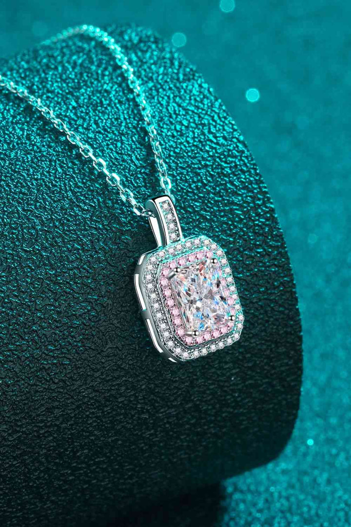 1 Carat Moissanite Geometric Pendant Chain Necklace for Women