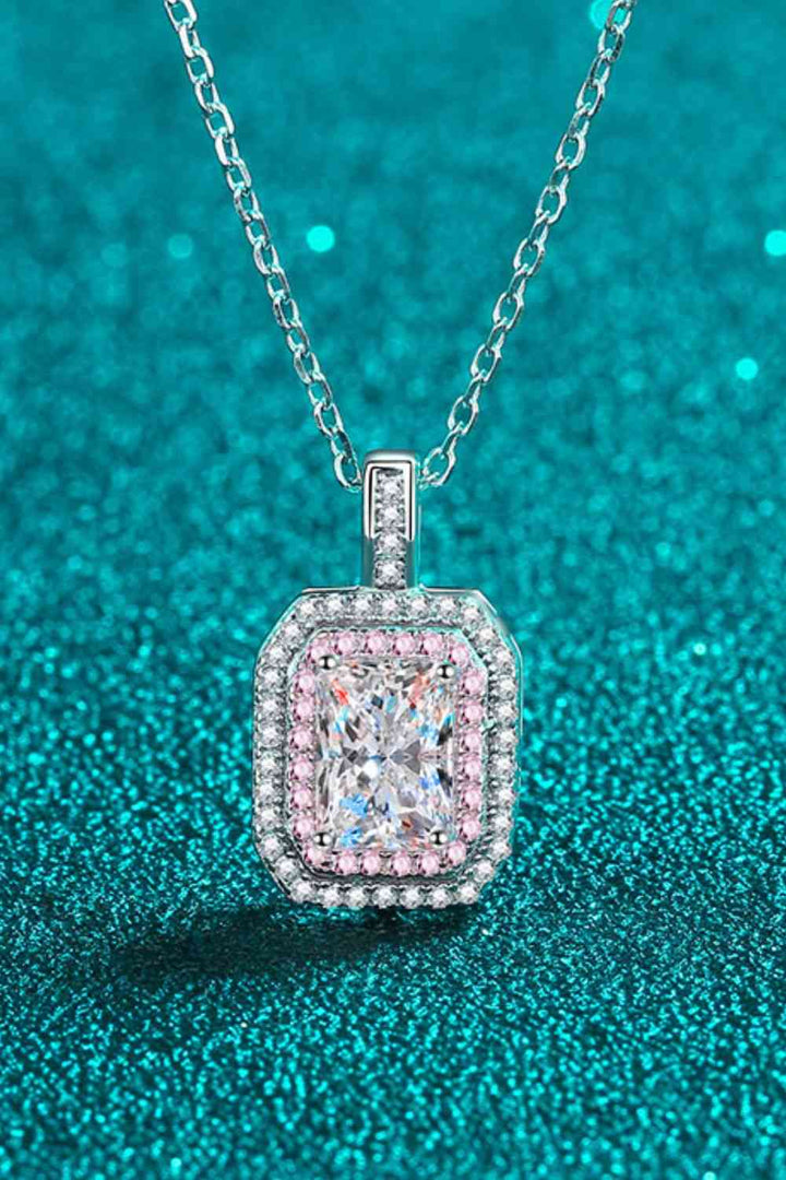 1 Carat Moissanite Geometric Pendant Chain Necklace for Women