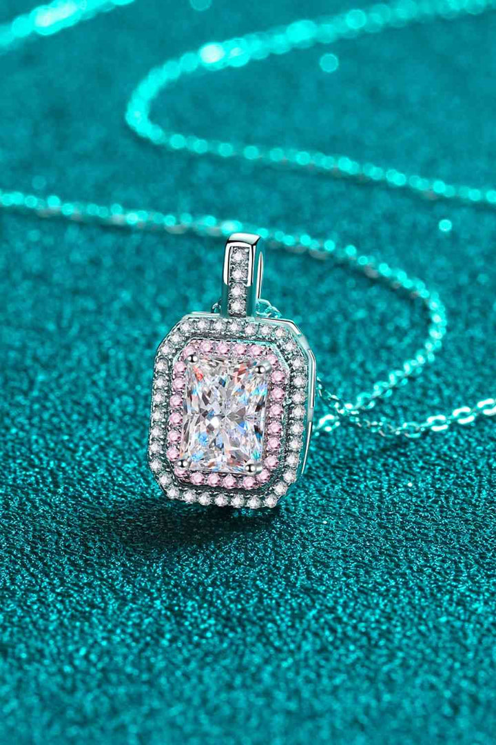 1 Carat Moissanite Geometric Pendant Chain Necklace for Women