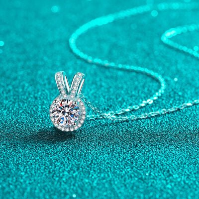 1 Carat Moissanite Rabbit Ears Shape Pendant Necklace Elegance