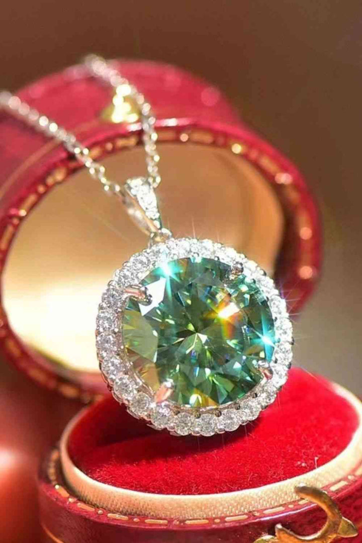 10 Carat Moissanite Pendant Platinum-Plated Necklace Design