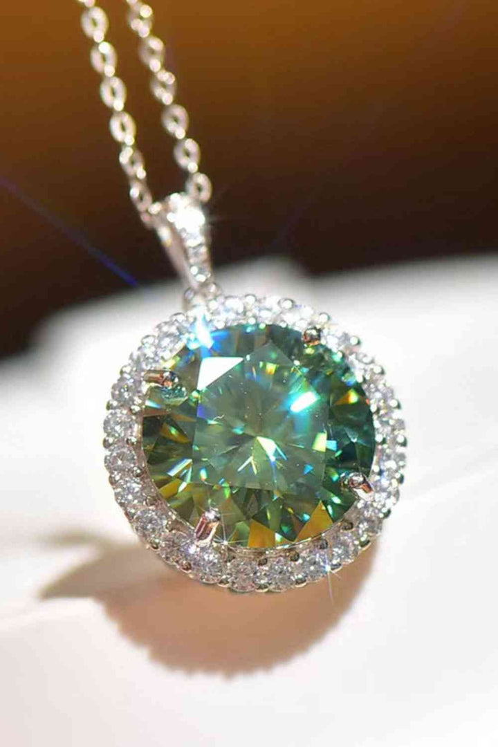 10 Carat Moissanite Pendant Platinum-Plated Necklace Design