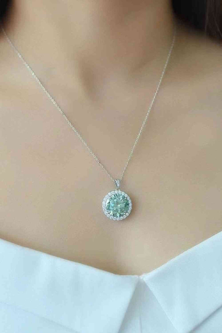 10 Carat Moissanite Pendant Platinum-Plated Necklace Design