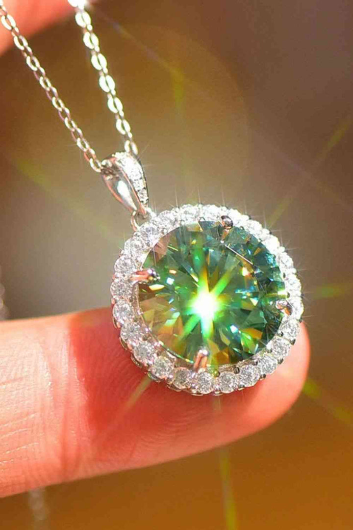 10 Carat Moissanite Pendant Platinum-Plated Necklace Design