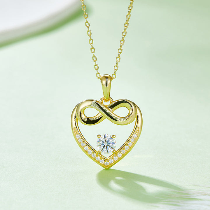 Moissanite 925 Sterling Silver Heart Necklace for Women