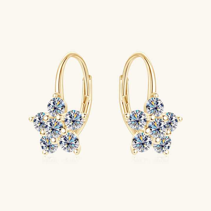 1.2 Carat 925 Sterling Silver Moissanite Flower Huggie Earrings