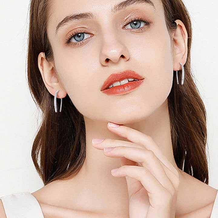 Moissanite 925 Sterling Silver U Shape Earrings for Elegance