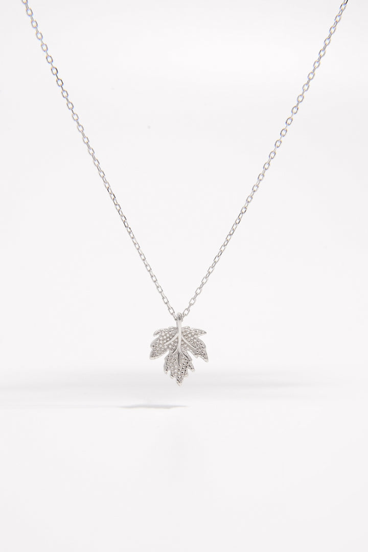 925 Sterling Silver Zircon Maple Leaf Necklace for Women