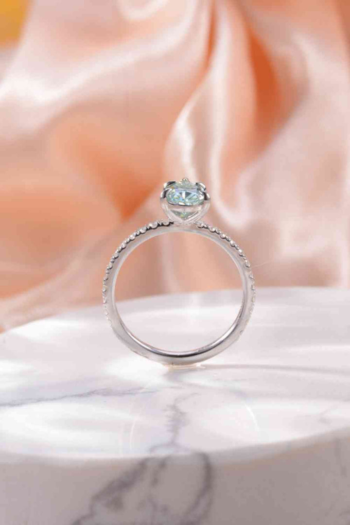 1.5 Carat Teardrop Shape Moissanite Sterling Silver Ring