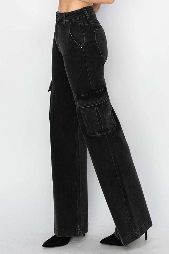 High-Rise Wide Leg Cargo Jeans for Full Sizes Available
