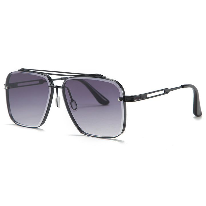 Trendy Metallic Full Frame Sunglasses for Men with Double Beam Design