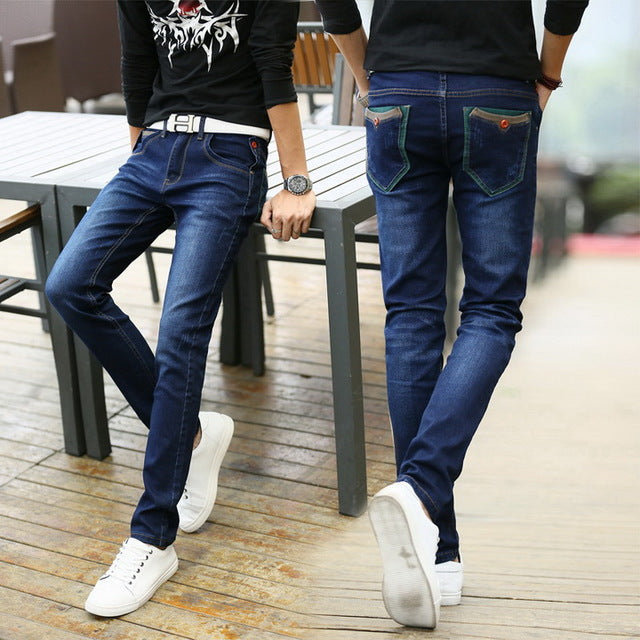 Men's Trendy Distressed Slim Fit Jeans for Spring Autumn