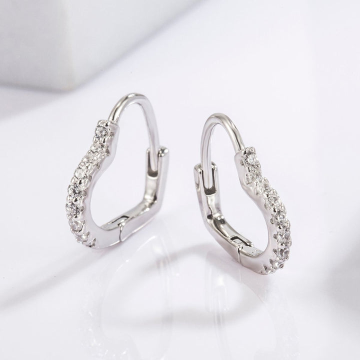 925 Sterling Silver Zircon Heart Shape Earrings for Elegance