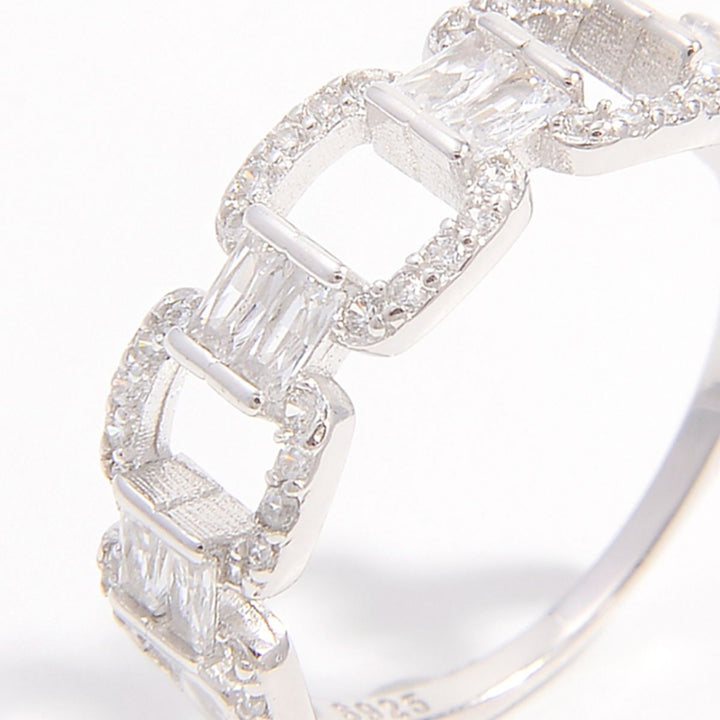 Elegant 925 Sterling Silver Zircon Cutout Ring Design