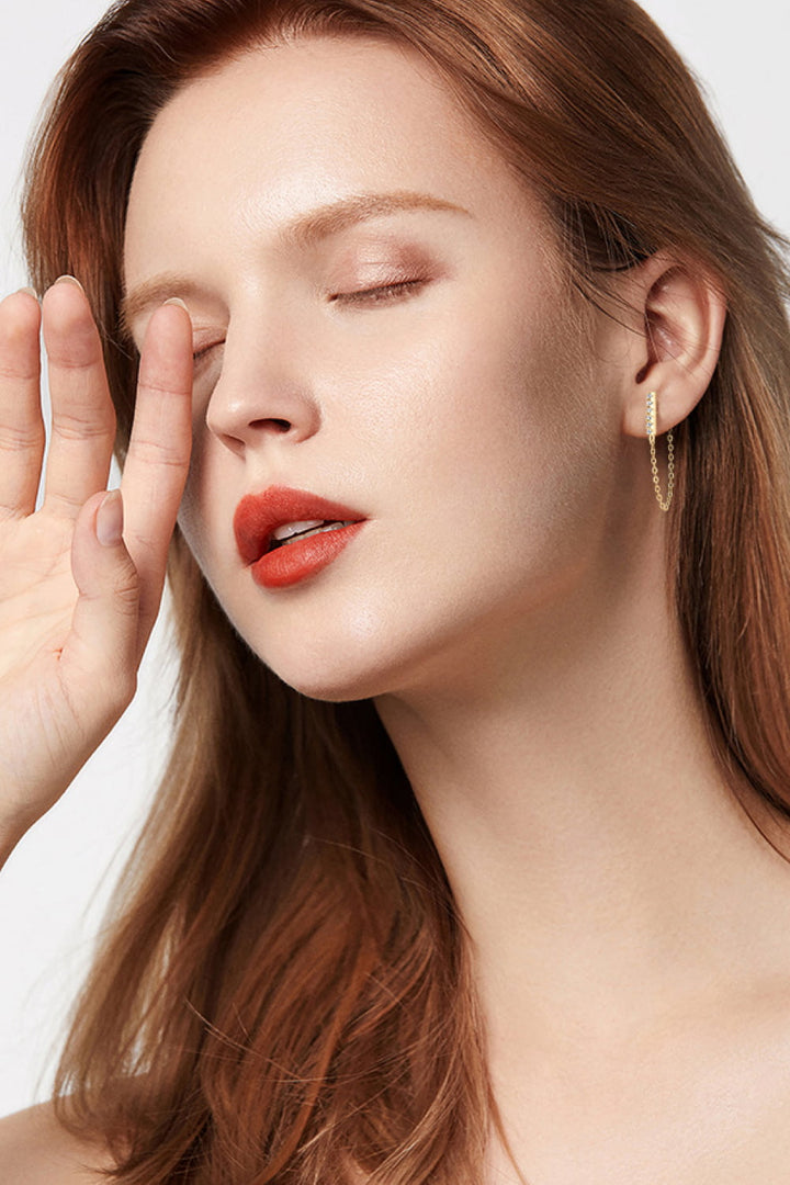 Moissanite 925 Sterling Silver Connected Earrings for Elegance