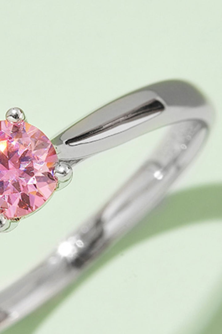 Moissanite Contrast 925 Sterling Silver Solitaire Ring Gift