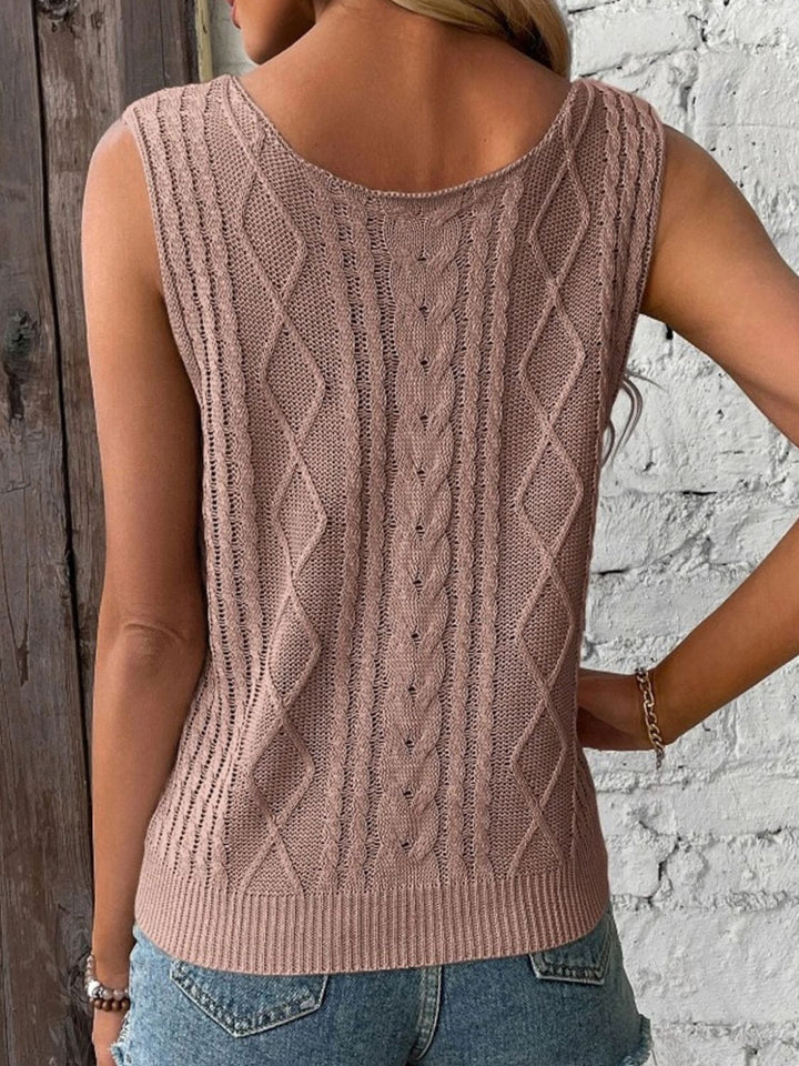 Cable-Knit V-Neck Sweater Vest for Women in Various Sizes