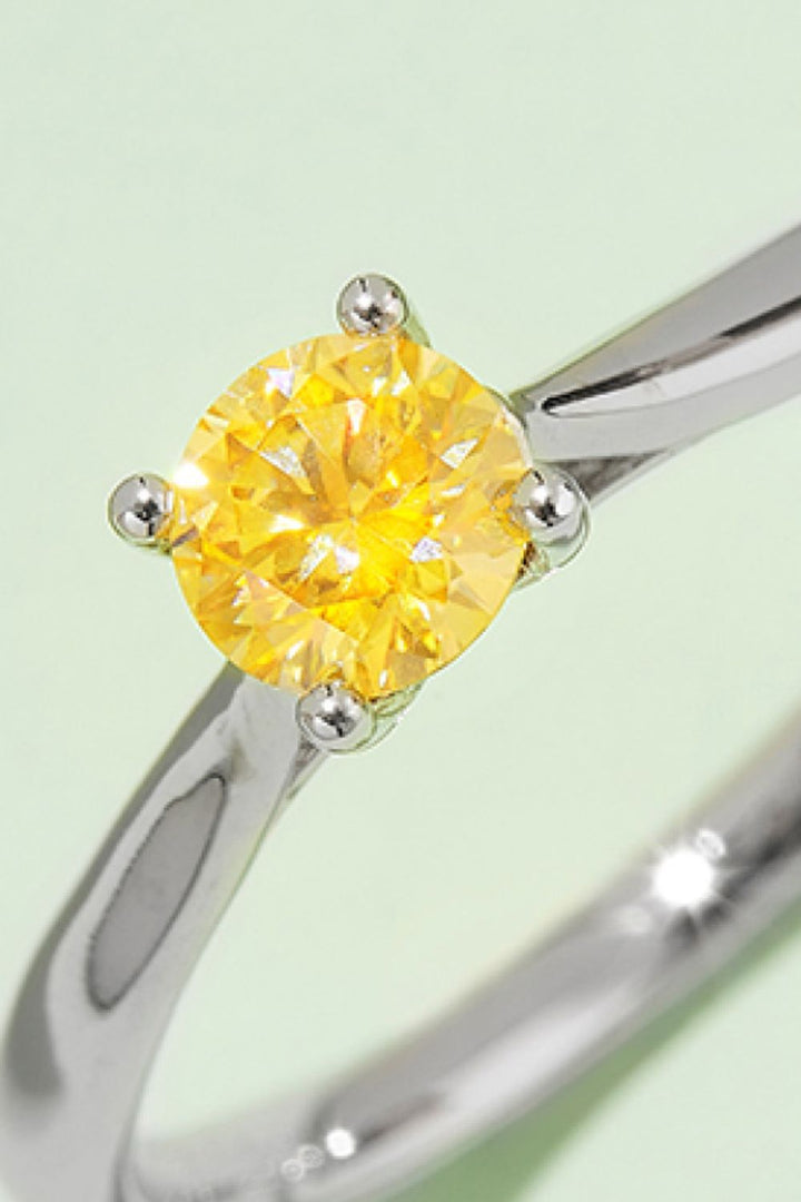 Moissanite Contrast 925 Sterling Silver Solitaire Ring Gift