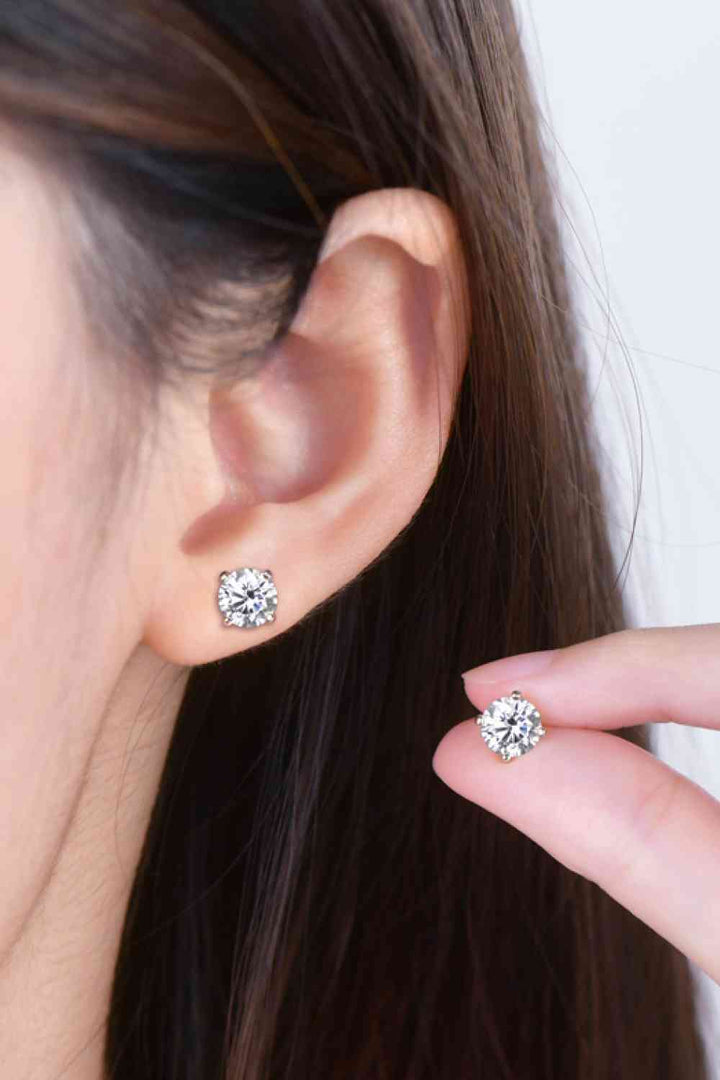 2 Carat Moissanite 925 Sterling Silver Stud Earrings Set