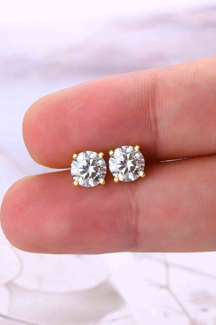 2 Carat Moissanite 925 Sterling Silver Stud Earrings Set
