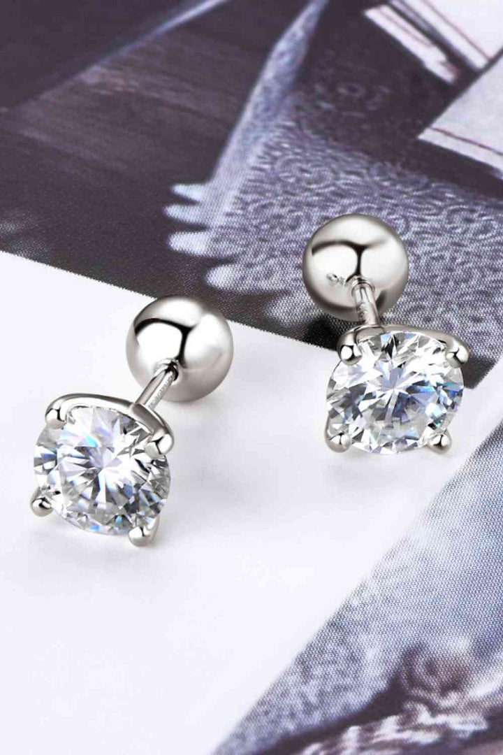 2 Carat Moissanite 925 Sterling Silver Stud Earrings Set