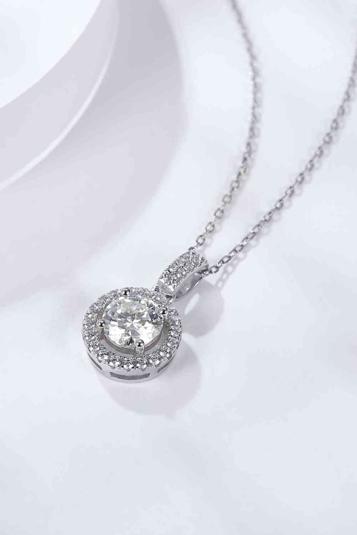 2 Carat Moissanite Round Pendant Necklace in Silver