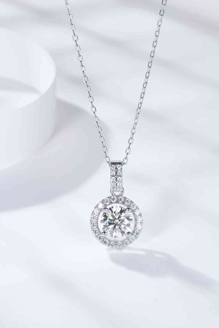 2 Carat Moissanite Round Pendant Necklace in Silver