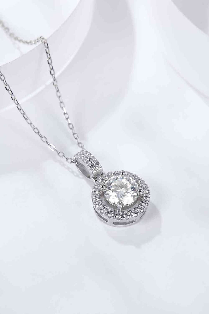 2 Carat Moissanite Round Pendant Necklace in Silver