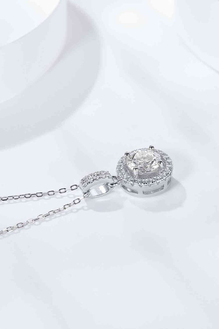 2 Carat Moissanite Round Pendant Necklace in Silver