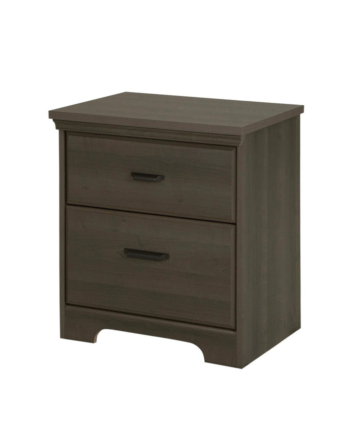 2-Drawer Nightstand, Weathered Oak with Antique Handles - Ruth Envision