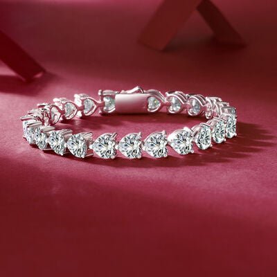 24 Carat Moissanite 925 Sterling Silver Heart Bracelet Gift
