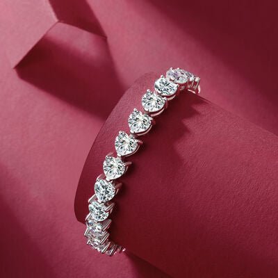 24 Carat Moissanite 925 Sterling Silver Heart Bracelet Gift