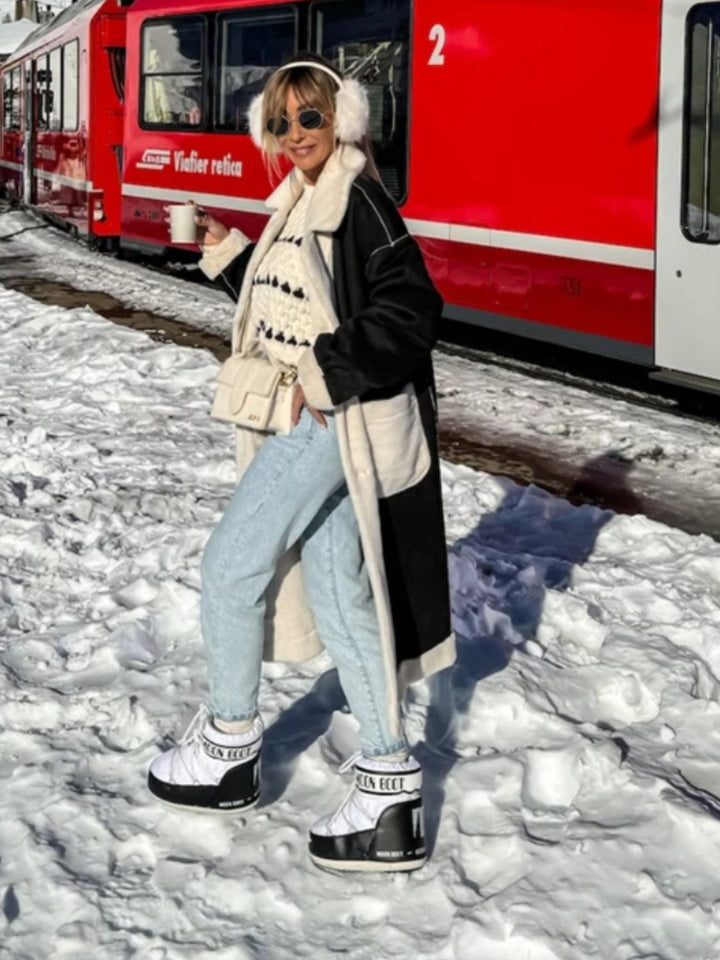 Contrast Round Neck Long Sleeve Sweater for Casual Style