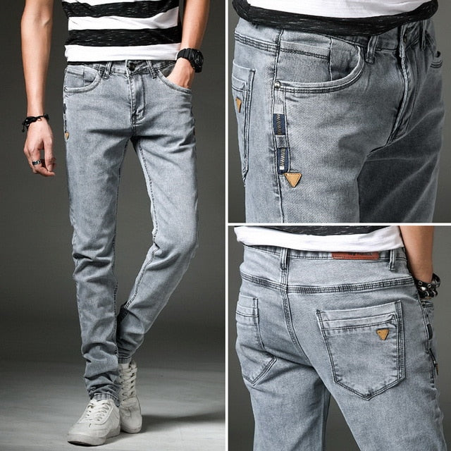Men's Trendy Distressed Slim Fit Jeans for Spring Autumn