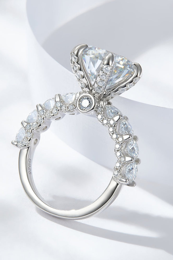 3-Carat Moissanite Platinum-Plated Side Stone Ring Elegance