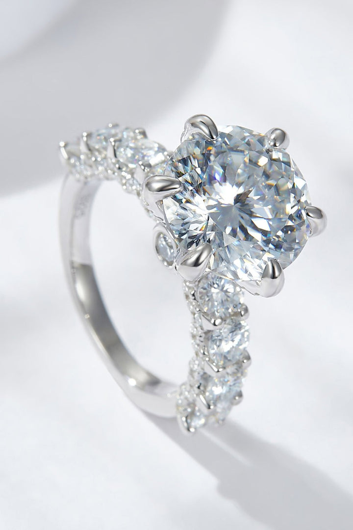 3-Carat Moissanite Platinum-Plated Side Stone Ring Elegance