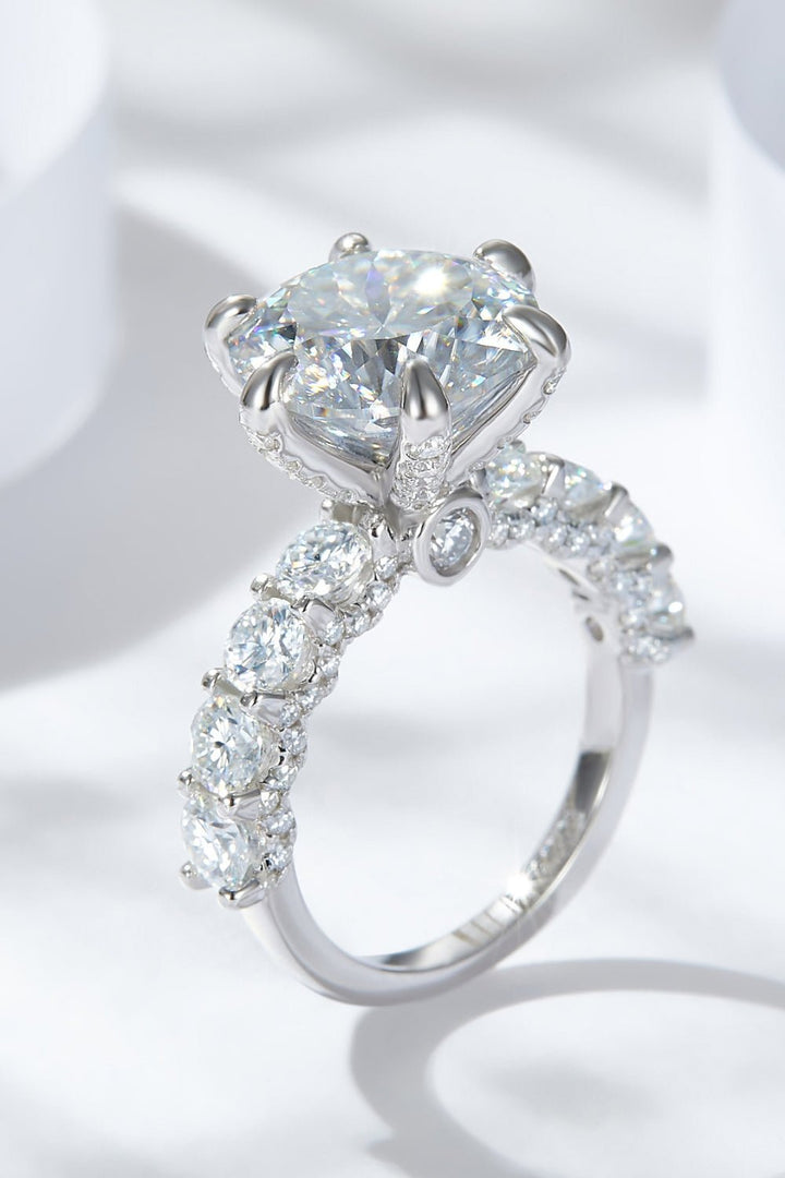 3-Carat Moissanite Platinum-Plated Side Stone Ring Elegance